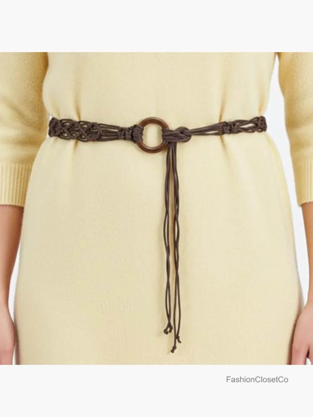 Boho Woven Braided Belt - Tassel Rope Waist Belt for Dresses